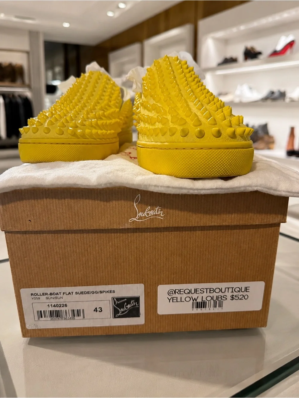 Yellow studded slip-on flats